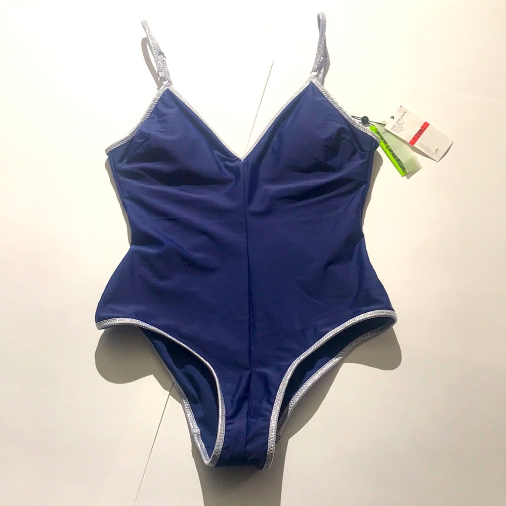 Sam Edelman one piece navy swim suit bathing suit size XS NEW!